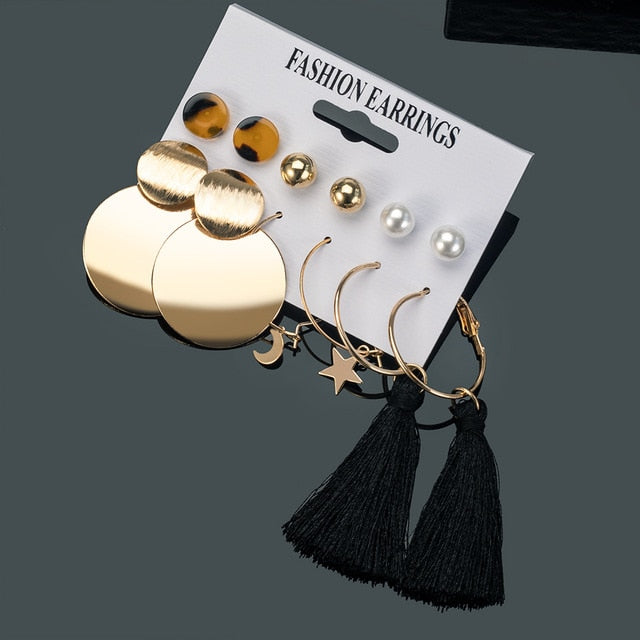 X&P New Bohemian Tassel Earrings Vintage Long Earrings For Women statement Acrylic Fashion Geometry Earrings 2021 Trend Jewelry