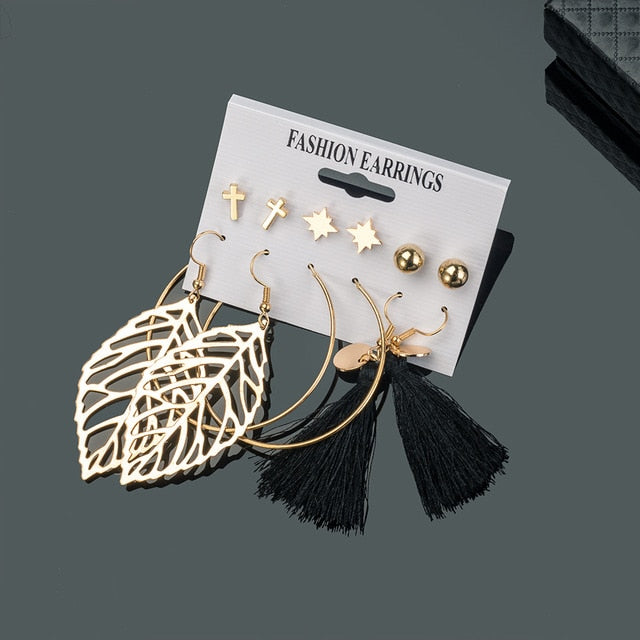 X&P New Bohemian Tassel Earrings Vintage Long Earrings For Women statement Acrylic Fashion Geometry Earrings 2021 Trend Jewelry