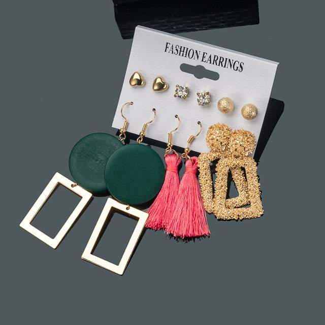 X&P New Bohemian Tassel Earrings Vintage Long Earrings For Women statement Acrylic Fashion Geometry Earrings 2021 Trend Jewelry