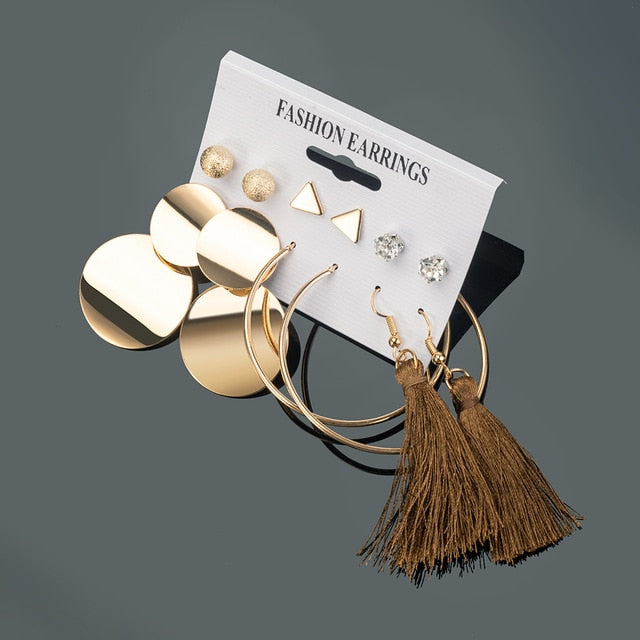 X&P New Bohemian Tassel Earrings Vintage Long Earrings For Women statement Acrylic Fashion Geometry Earrings 2021 Trend Jewelry