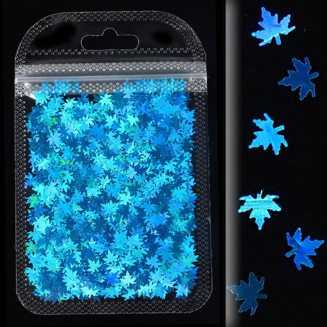 1Bag Holographic Maple Leaf Nail Art Sequins Chameleon Nail Glitter Flakes Laser Fall Leaves Nail Supplies Nail Art Decoration