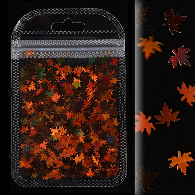 1Bag Holographic Maple Leaf Nail Art Sequins Chameleon Nail Glitter Flakes Laser Fall Leaves Nail Supplies Nail Art Decoration