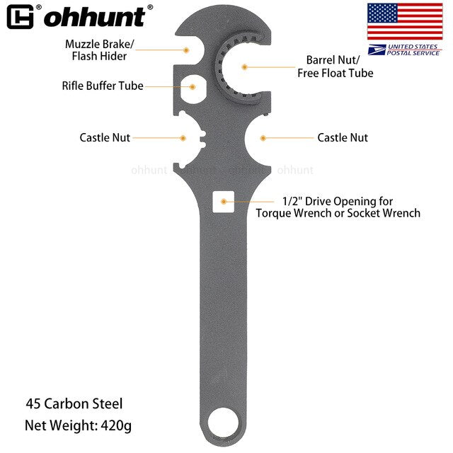 SHIP FROM USA ohhunt All In One Heavy Duty .223 5.56 Stock Combo Wrench Tool for AR15 M4 for Rifle Hunting Gun Accessories