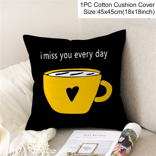 PATIMATE Summer Yellow Print Cotton Cushion Cover Tropical Geometry Pillow Case Home Decor Sofa Living Room Throw Pillow Cover