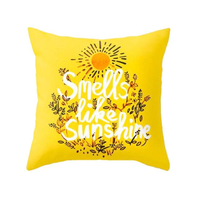 PATIMATE Summer Yellow Print Cotton Cushion Cover Tropical Geometry Pillow Case Home Decor Sofa Living Room Throw Pillow Cover