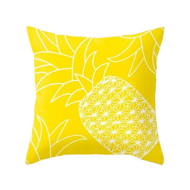 PATIMATE Summer Yellow Print Cotton Cushion Cover Tropical Geometry Pillow Case Home Decor Sofa Living Room Throw Pillow Cover