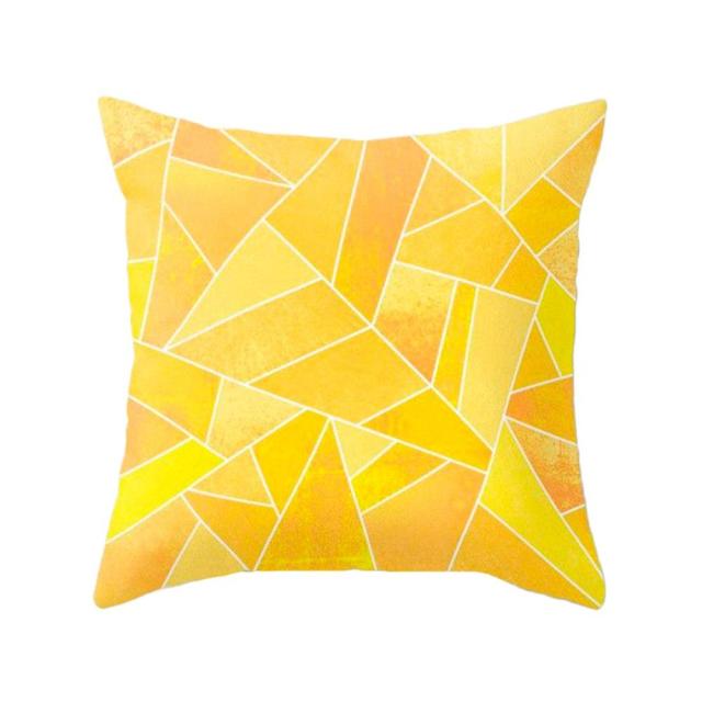 PATIMATE Summer Yellow Print Cotton Cushion Cover Tropical Geometry Pillow Case Home Decor Sofa Living Room Throw Pillow Cover