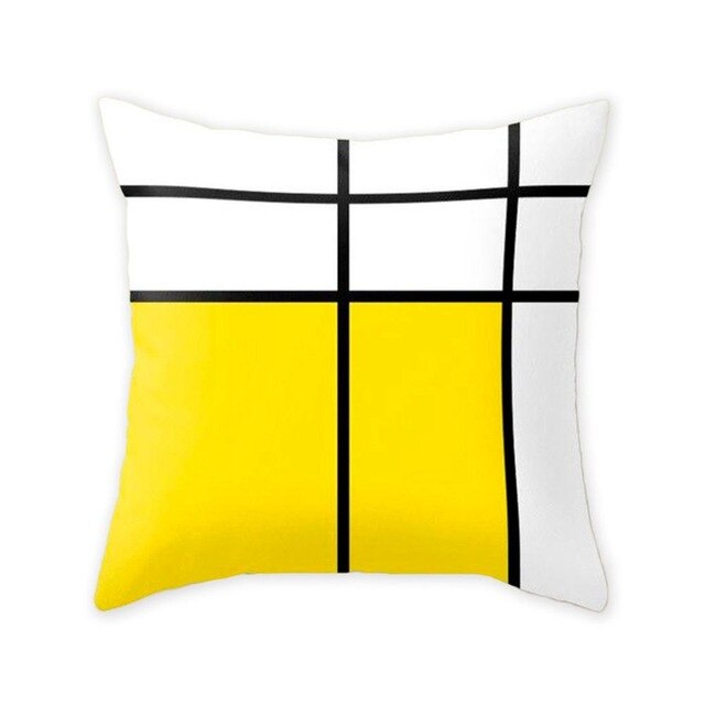 PATIMATE Summer Yellow Print Cotton Cushion Cover Tropical Geometry Pillow Case Home Decor Sofa Living Room Throw Pillow Cover