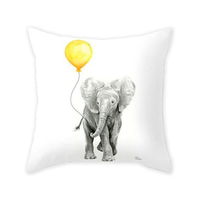 PATIMATE Summer Yellow Print Cotton Cushion Cover Tropical Geometry Pillow Case Home Decor Sofa Living Room Throw Pillow Cover