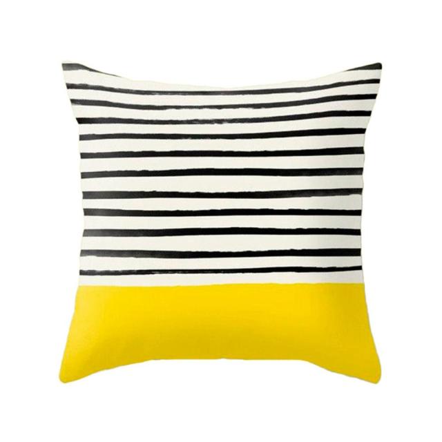 PATIMATE Summer Yellow Print Cotton Cushion Cover Tropical Geometry Pillow Case Home Decor Sofa Living Room Throw Pillow Cover