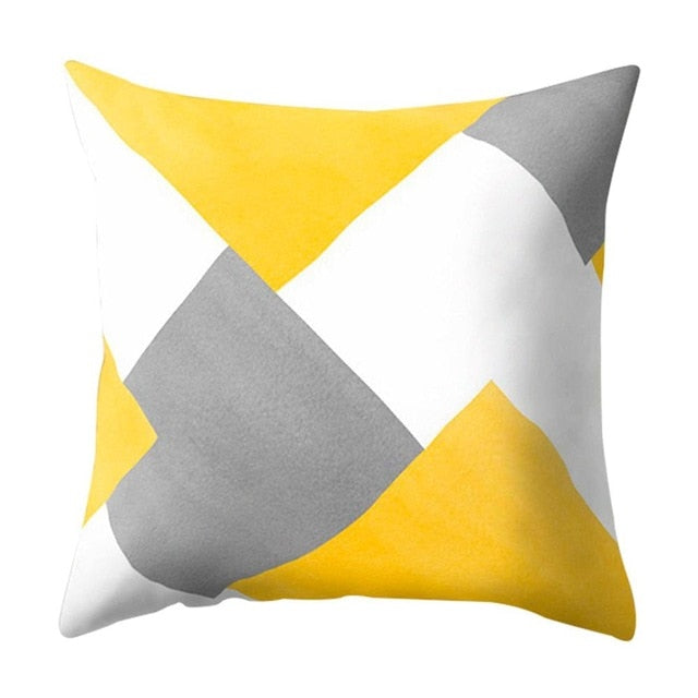 PATIMATE Summer Yellow Print Cotton Cushion Cover Tropical Geometry Pillow Case Home Decor Sofa Living Room Throw Pillow Cover