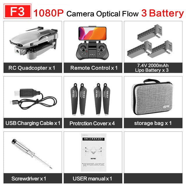 2020 NEW F3 drone GPS 4K 5G WiFi live video FPV quadrotor flight 25 minutes rc distance 500m drone HD wide-angle dual camera