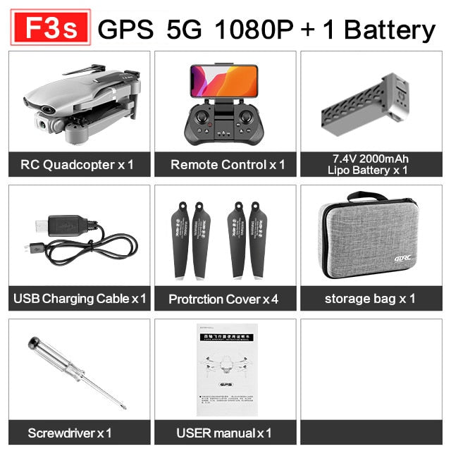 2020 NEW F3 drone GPS 4K 5G WiFi live video FPV quadrotor flight 25 minutes rc distance 500m drone HD wide-angle dual camera