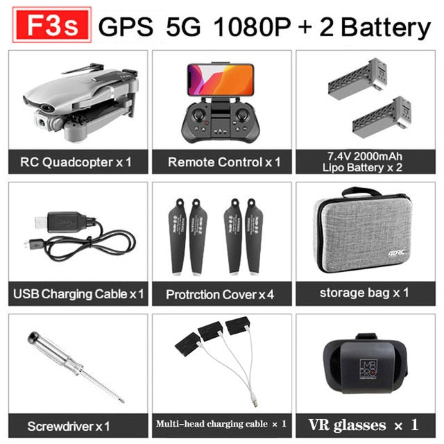 2020 NEW F3 drone GPS 4K 5G WiFi live video FPV quadrotor flight 25 minutes rc distance 500m drone HD wide-angle dual camera