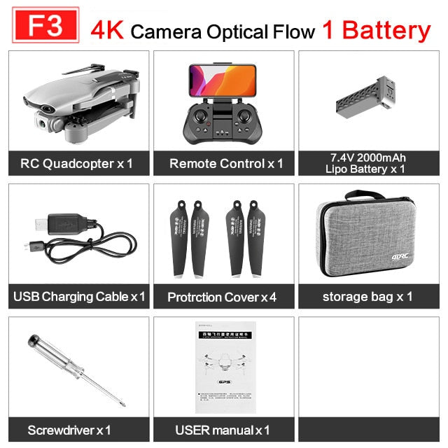 2020 NEW F3 drone GPS 4K 5G WiFi live video FPV quadrotor flight 25 minutes rc distance 500m drone HD wide-angle dual camera