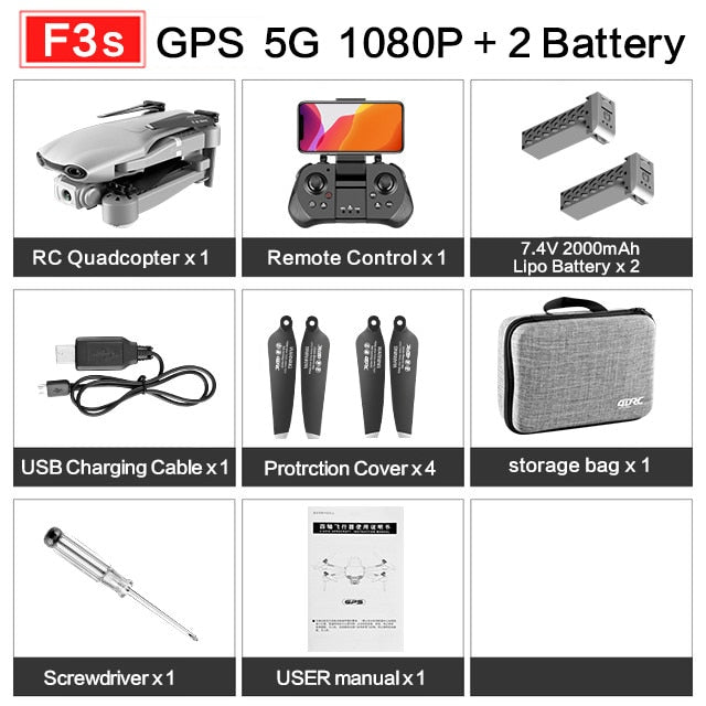 2020 NEW F3 drone GPS 4K 5G WiFi live video FPV quadrotor flight 25 minutes rc distance 500m drone HD wide-angle dual camera