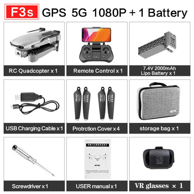 2020 NEW F3 drone GPS 4K 5G WiFi live video FPV quadrotor flight 25 minutes rc distance 500m drone HD wide-angle dual camera