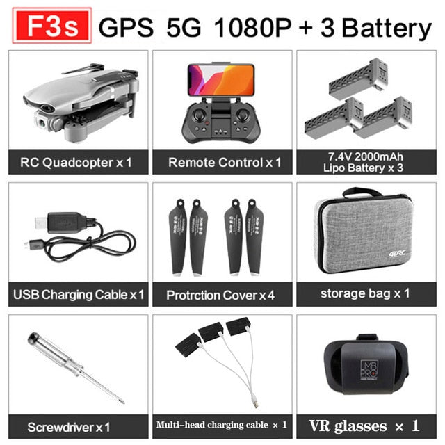 2020 NEW F3 drone GPS 4K 5G WiFi live video FPV quadrotor flight 25 minutes rc distance 500m drone HD wide-angle dual camera