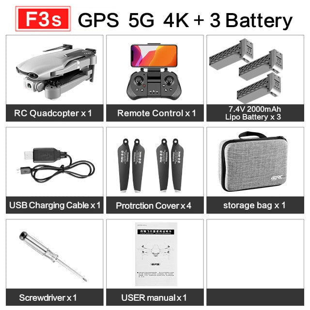 2020 NEW F3 drone GPS 4K 5G WiFi live video FPV quadrotor flight 25 minutes rc distance 500m drone HD wide-angle dual camera