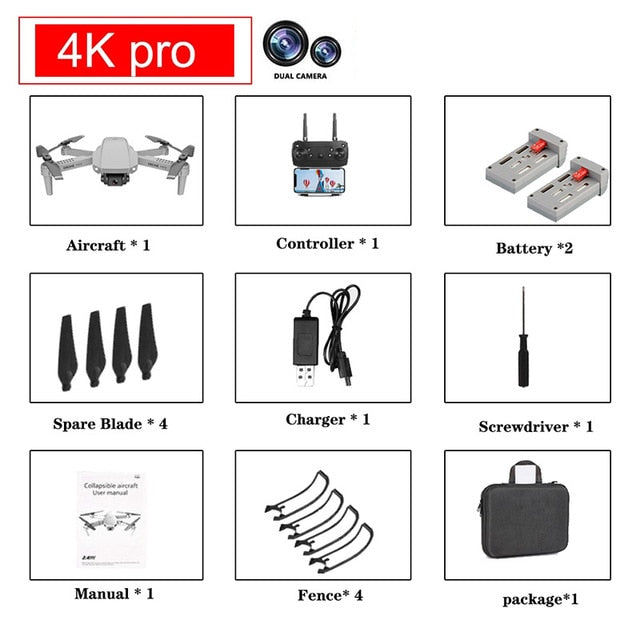 2020 NEW E88 drone 4k HD Drone With Dual camera drone WiFi 1080p real-time transmission FPV drone follow me rc Quadcopter