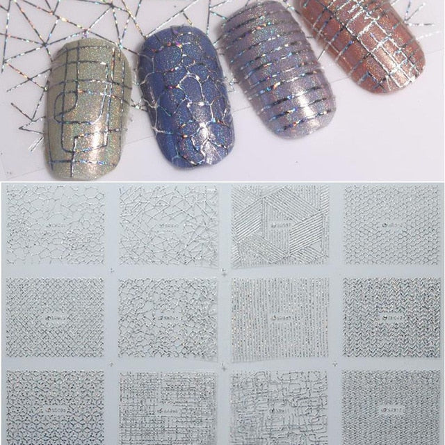 12 Designs Nail Stickers Set Mixed Floral Geometric Nail Art Water Transfer Decals Sliders Flower Leaves Manicures Decoration