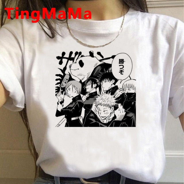 2021 New Japanese Anime Jujutsu Kaisen T Shirt Men Kawaii Summer Tops Yuji Itadori Graphic Tees Cool Cartoon Unisex T-shirt Male