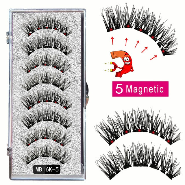 MB3K 5 magnetic eyelashes natural with 3D magnet handmade 8PCS magnetic lashes Tweezer Set Mink eye lashes faux cils magnetiqu