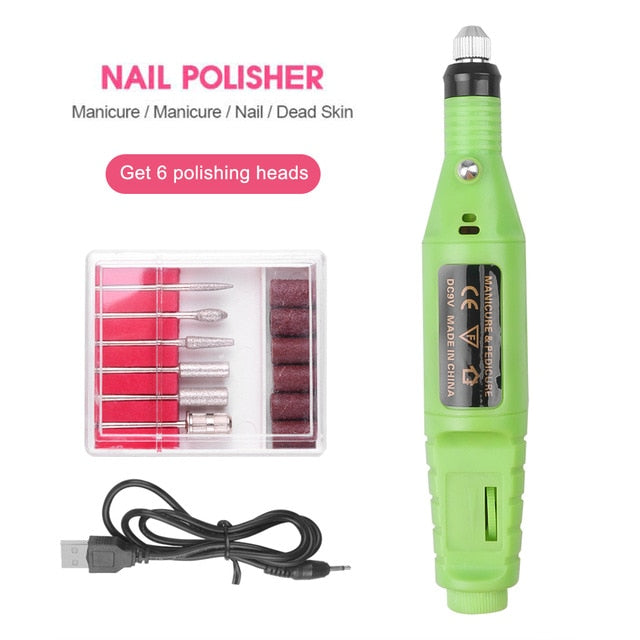 Professional Electric Nail Drill Machine Nail Files Pen Pedicure 6 Bits MillingUV LED Gel Polish Remover Nail Art Manicure Tool