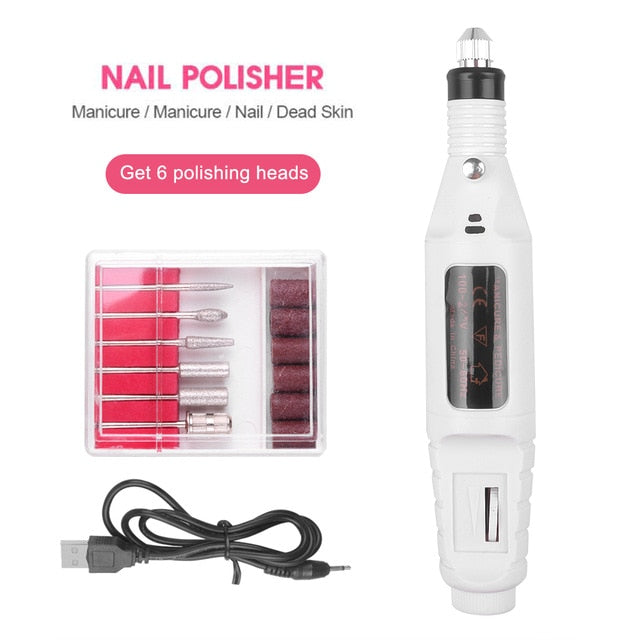 Professional Electric Nail Drill Machine Nail Files Pen Pedicure 6 Bits MillingUV LED Gel Polish Remover Nail Art Manicure Tool