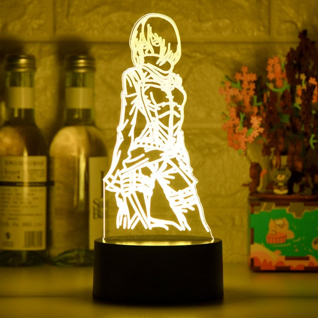 Acrylic Table Lamp Anime Attack on Titan for Home Room Decor Light Cool Kid Child Gift Captain Levi Ackerman Figure Night Lights