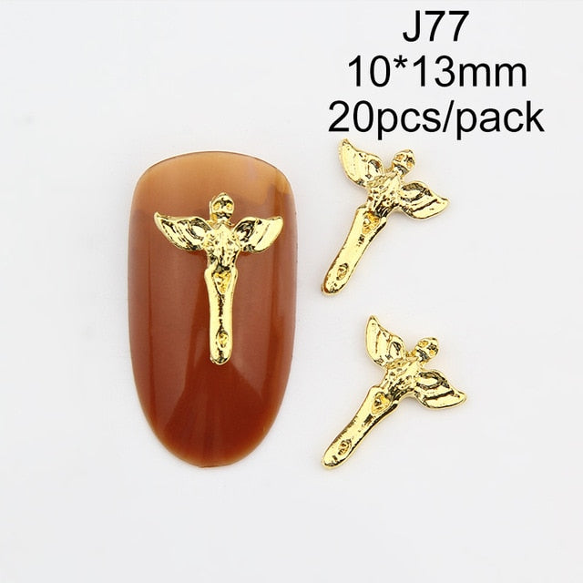 20pcs charms Jesus Manicure Gold Alloy Rhinestones cross For Nails Strass Charms manicure accessoires 3D Nail Art Decorations