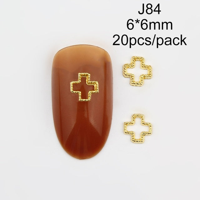 20pcs charms Jesus Manicure Gold Alloy Rhinestones cross For Nails Strass Charms manicure accessoires 3D Nail Art Decorations
