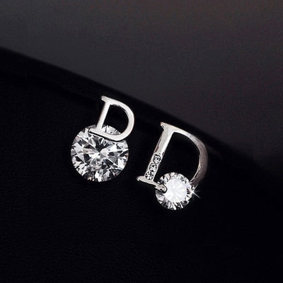 European and American personality shiny D letter asymmetric Earrings sexy party queen Earrings fashion trendsetter lady Earrings