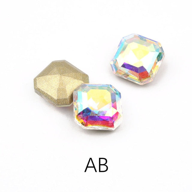 30/100pcs Mix Color Nail Art Rhinestones Square Octagon Crystal Shiny 3D Strass Gem Stone Manicure Decoration Charms Jewelry