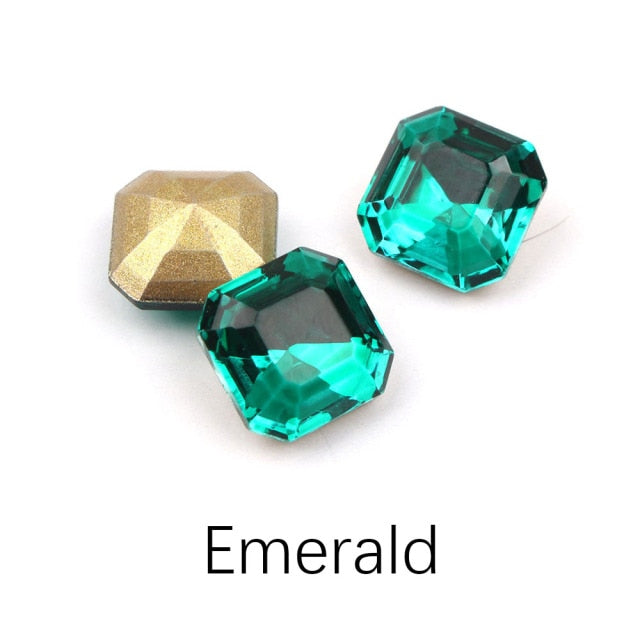 30/100pcs Mix Color Nail Art Rhinestones Square Octagon Crystal Shiny 3D Strass Gem Stone Manicure Decoration Charms Jewelry