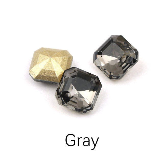 30/100pcs Mix Color Nail Art Rhinestones Square Octagon Crystal Shiny 3D Strass Gem Stone Manicure Decoration Charms Jewelry