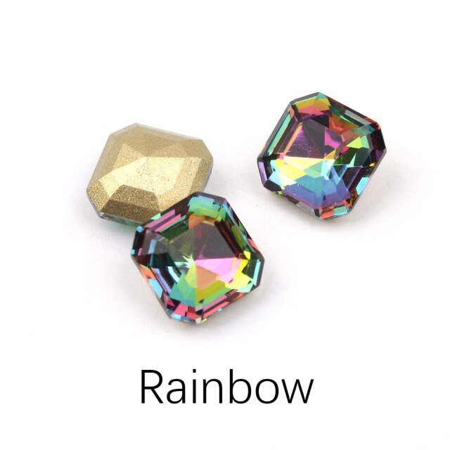 30/100pcs Mix Color Nail Art Rhinestones Square Octagon Crystal Shiny 3D Strass Gem Stone Manicure Decoration Charms Jewelry