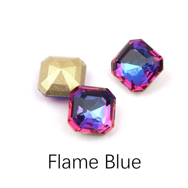 30/100pcs Mix Color Nail Art Rhinestones Square Octagon Crystal Shiny 3D Strass Gem Stone Manicure Decoration Charms Jewelry