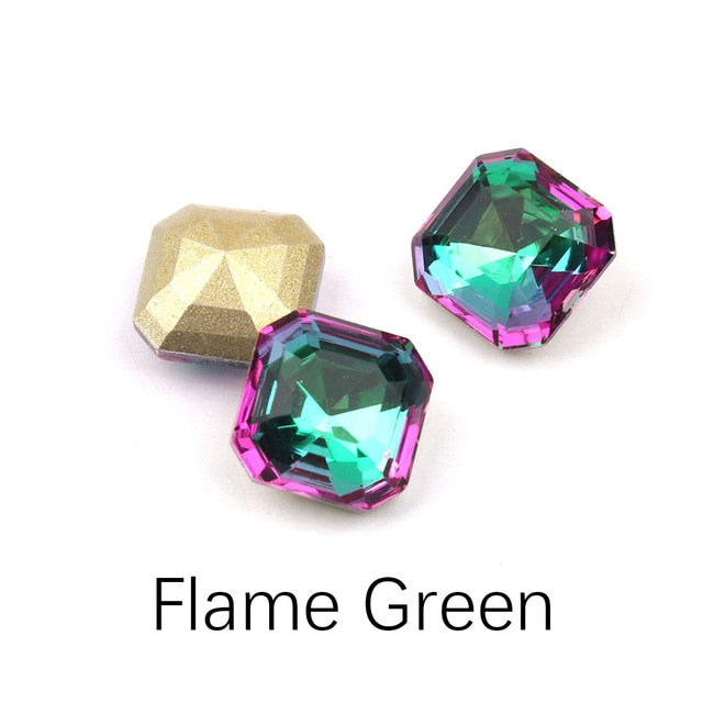 30/100pcs Mix Color Nail Art Rhinestones Square Octagon Crystal Shiny 3D Strass Gem Stone Manicure Decoration Charms Jewelry