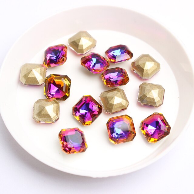30/100pcs Mix Color Nail Art Rhinestones Square Octagon Crystal Shiny 3D Strass Gem Stone Manicure Decoration Charms Jewelry