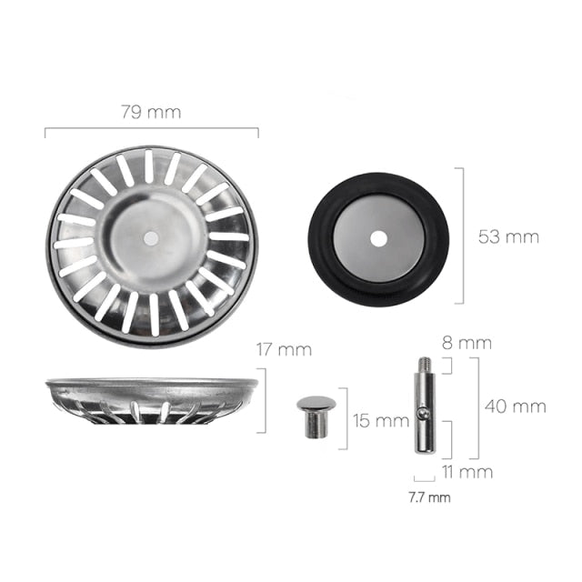 78-84MM Bathroom Sink Strainer 304 Stainless Steel Water Stopper Sink Water Filter Plug Kitchen Sink Accessories Kitchen Tools