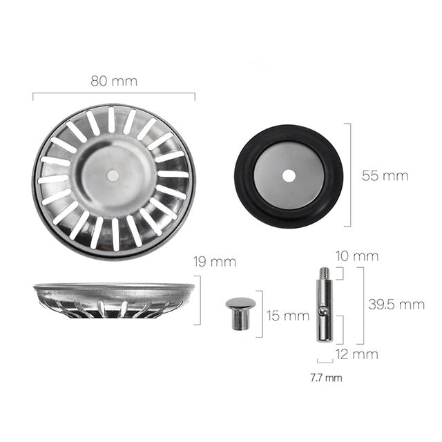 78-84MM Bathroom Sink Strainer 304 Stainless Steel Water Stopper Sink Water Filter Plug Kitchen Sink Accessories Kitchen Tools