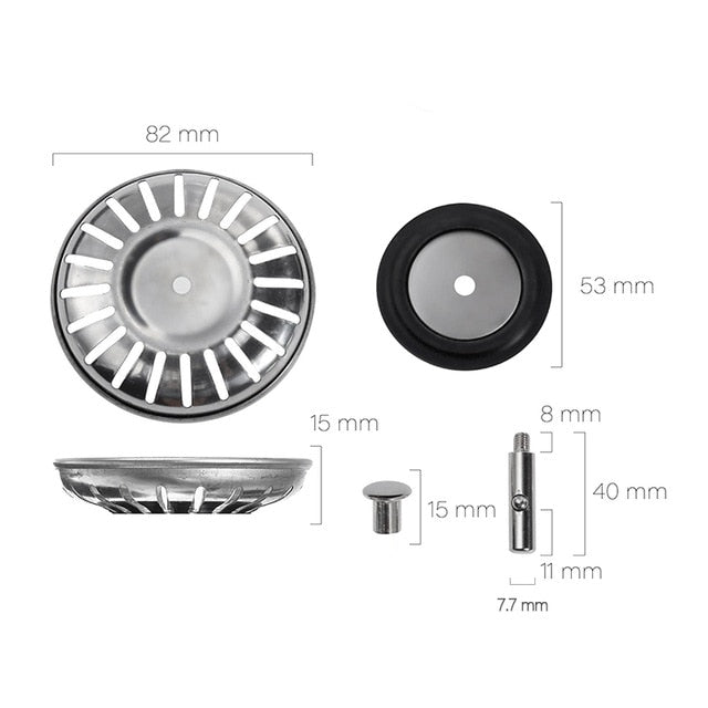 78-84MM Bathroom Sink Strainer 304 Stainless Steel Water Stopper Sink Water Filter Plug Kitchen Sink Accessories Kitchen Tools