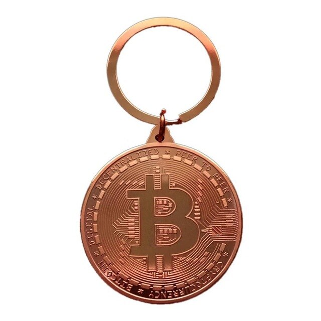 BTC Coin Key Chain Bitcoin Pendant Metal Keychain Gold Black Silver Halloween Cos Kid New Year Holiday Christmas Birthday Gift