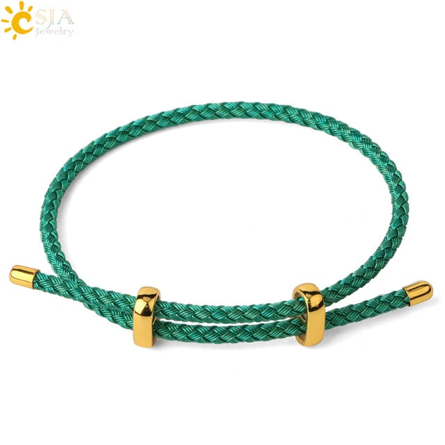 CSJA Red Thread String Bracelets on Hand Lucky Bracelet Femme 2020 Braided Rope Stainless Steel Adjustable Jewelry Bijoux G434