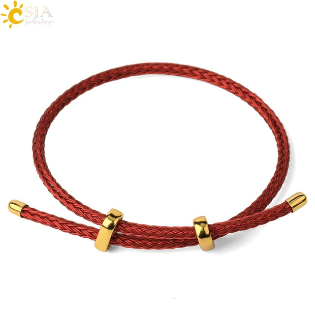 CSJA Red Thread String Bracelets on Hand Lucky Bracelet Femme 2020 Braided Rope Stainless Steel Adjustable Jewelry Bijoux G434