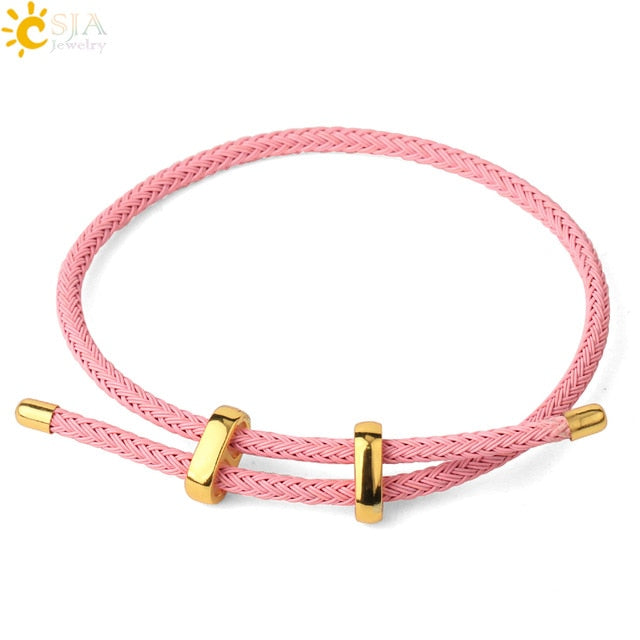 CSJA Red Thread String Bracelets on Hand Lucky Bracelet Femme 2020 Braided Rope Stainless Steel Adjustable Jewelry Bijoux G434