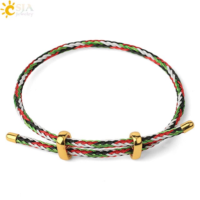 CSJA Red Thread String Bracelets on Hand Lucky Bracelet Femme 2020 Braided Rope Stainless Steel Adjustable Jewelry Bijoux G434