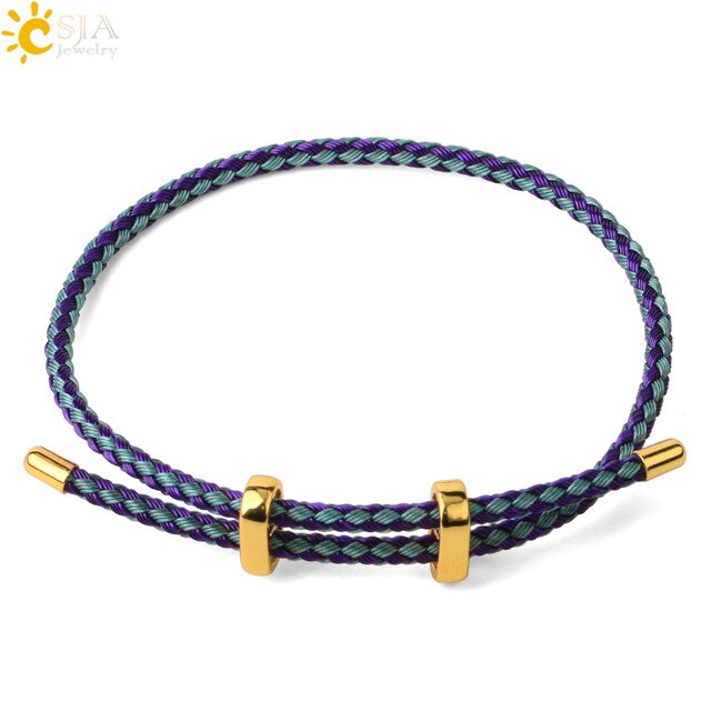 CSJA Red Thread String Bracelets on Hand Lucky Bracelet Femme 2020 Braided Rope Stainless Steel Adjustable Jewelry Bijoux G434