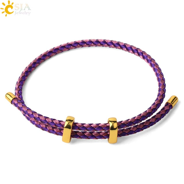 CSJA Red Thread String Bracelets on Hand Lucky Bracelet Femme 2020 Braided Rope Stainless Steel Adjustable Jewelry Bijoux G434